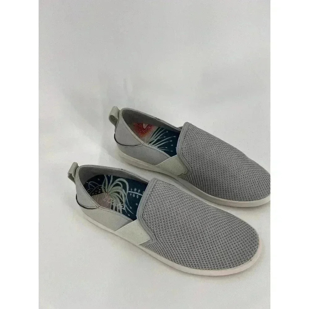 OluKai Womens Hale’Iwa Gray Round Toe Slip On Boat Shoes Size 5 Excellent UC - Picture 5 of 11